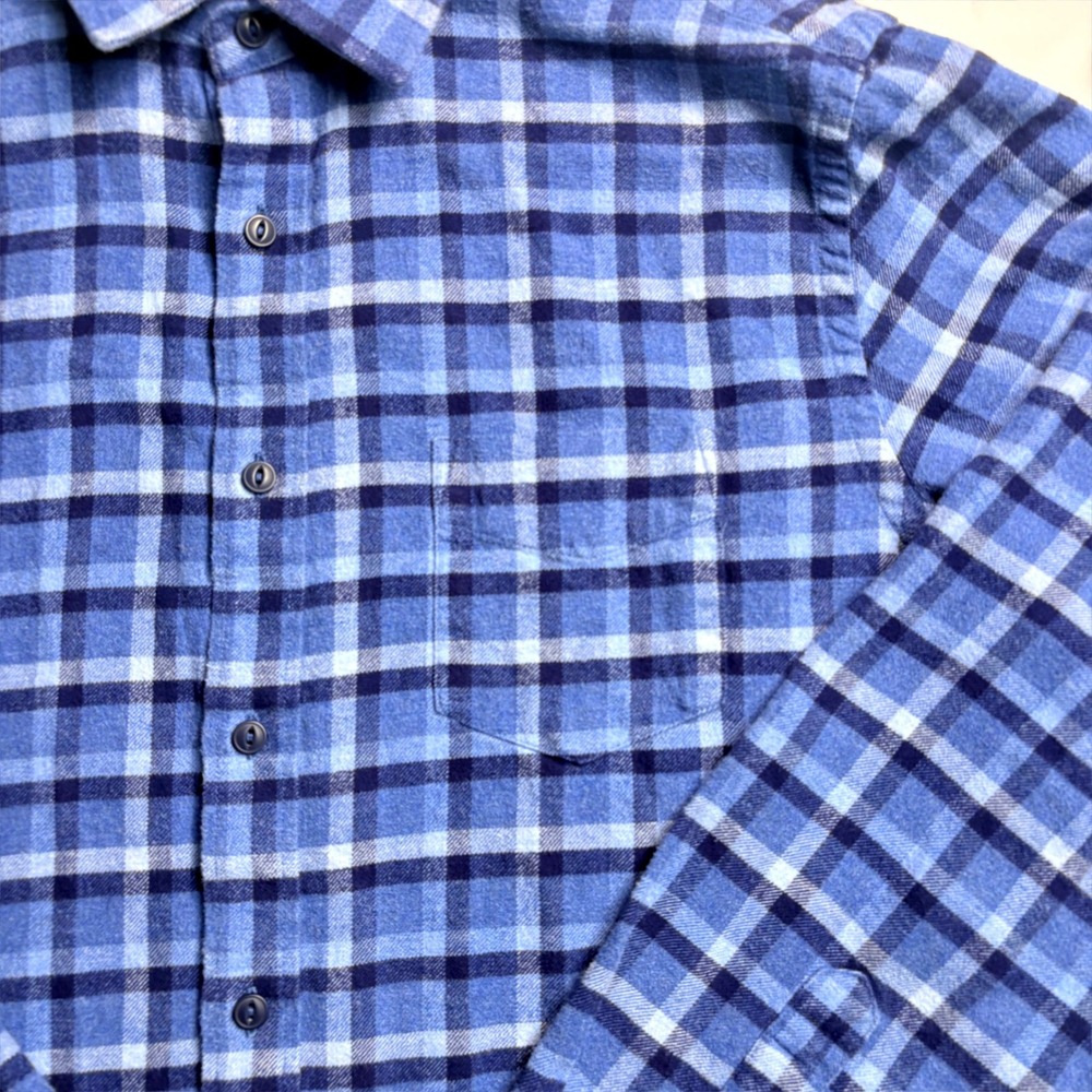 UNTUCKit Caylise Slim Fit Flannel Shirt Mens Large Blue Plaid Cotton 40345 - Picture 8 of 11